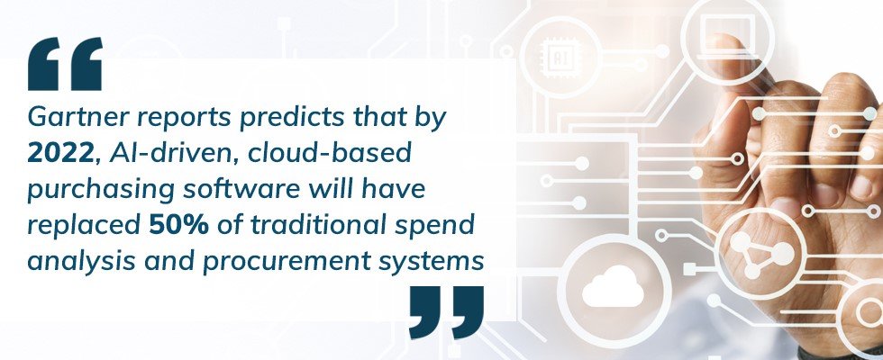 According to Gartner, AI-driven, cloud-based purchasing software will replace 50% of traditional spend analysis and Procurement systems
